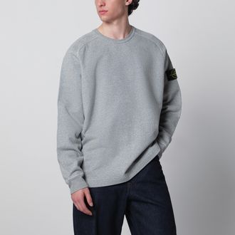 Stone Island Oversized crewneck sweatshirt with raglan sleeves in melange cotton in grey