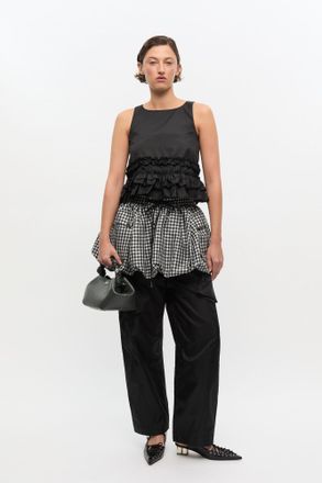 Ganni Dark Grey Small GANNI Bou Bag in Steal Grey Lyocell/Leather/Tencel Womens