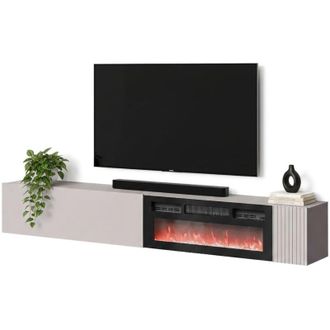 Dmora Mobile Porta tv Sindia, un Ripiano, Modulabile, 4 Vani, 200x29.8x30.5h cm Beige