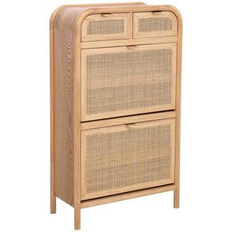Wanderlust Deco Zapatero De Madera Y Ratan Marr&oacute;n 70x32x120h Cm