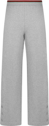 Gucci Wide Trousers, female, Gray, Size: XS Cotton Jersey Leisure Pants with Web