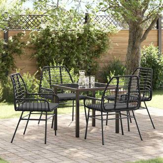 vidaXL Conjunto De Comedor De Jard&iacute;n 5 Pcs Negro Rat&aacute;n Sint&eacute;tico Vidaxl