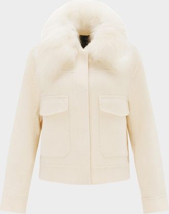 Gorski Cashmere And Wool Jacket With Detachable Goat Shearling Collar