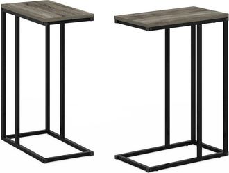 Furinno Camnus Modern Living Sofa Side Table, French Oak Grey, Set of 2