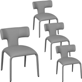 Woltu Woltu Juego De 4 Sillas De Comedor De Piel Sint&eacute;tica, Sillas De Cocina Modernas Con Patas Met&aacute;licas Para Sala De Estar, Color Gris Cuarzo