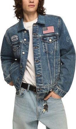 Lucky Brand x Coca-Cola Cotton Denim Trucker Jacket in Feel The Pop at Nordstrom, Size Xx-Large