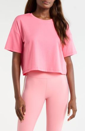 Lord & Taylor Pima Cotton Boxy Crop T-Shirt in Pink Lemonade at Nordstrom, Size X-Small