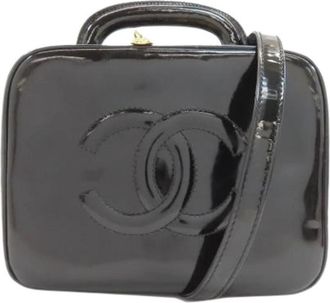 Chanel Pre-owned Vintage Handtas van Lakleer - Dames - Vintage Handtas - Grijs - ONE Size - Leer - Vintage
