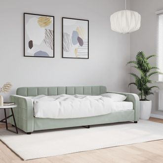 vidaXL Sof&aacute; Cama Con Colch&oacute;n Terciopelo Gris Claro 90x190 Cm Vidaxl