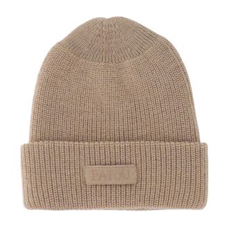 Patou Gebreide wollen beanie met revers - Dames - Hoeden - Beige - ONE Size - Wol - Accessoires