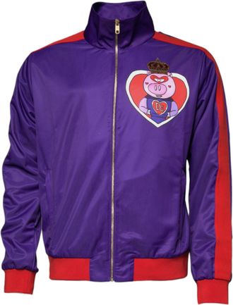 Dolce & Gabbana Mens Pig Print Track Jacket - Purple - Size EU 54 (Mens)
