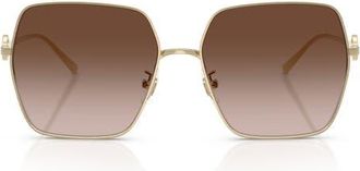 Tory Burch 58mm Gradient Square Sunglasses in Brushed Light Gold /Brown at Nordstrom