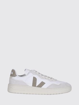 Veja V-90 Sneakers in O. T. Leather with Perforated Toe and Contrast Logo
