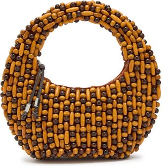 Staud Reef Beaded top Handle bag - Brown - One Size