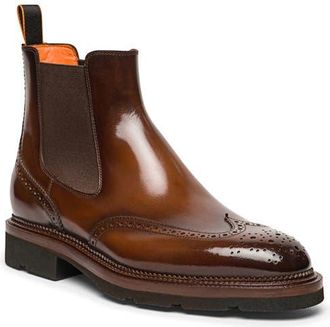 Santoni Kalama Wingtip Chelsea Boot in Brown at Nordstrom, Size 10.5