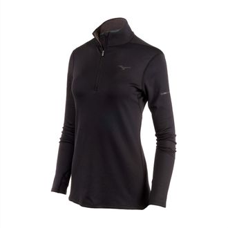Mizuno Womens Standard Breath Thermo Half Zip Top In Black