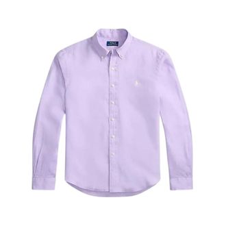 Polo Ralph Lauren Linnen Shirt op Maat - Heren - Casual Overhemden - Paars - L - Linnen - Overhemden