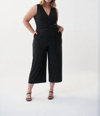 Joseph Ribkoff Pinstripe Sleeveless Jumpsuit In Black