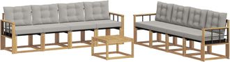 vidaXL Conjunto De Sof&aacute;s De Exterior 9 Uds. Blanco Y Gris Claro Vidaxl