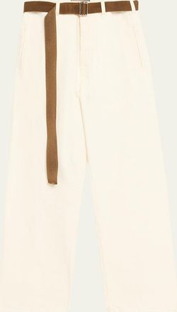 Plan C Belted Straight-Leg Denim Trousers