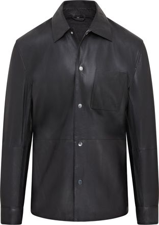 Infinity Leather Mens Black Leather Trucker Western Unlined Shirt Jacket - Abilene