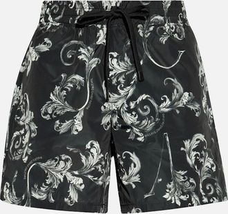 Versace Mens Nylon Baroque All Over Black Shorts - Size: 35/34/32