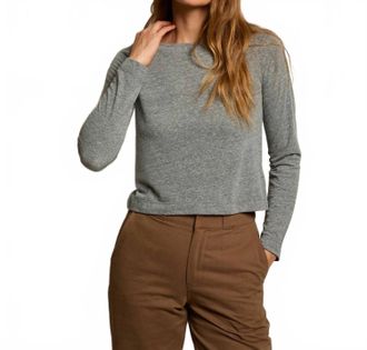 perfectwhitetee Parker Cotton Long Sleeve Top In Heather Grey