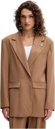 Fracomina Blazer Lungo con Decorazione a Corona - - Jackets - Donna - Marrone - L