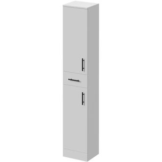 Alexander James Alexander James Gloss White 350mm x 300mm Tall Storage Unit - 350mm - Matt Black 96mm Knurled Bar Handle