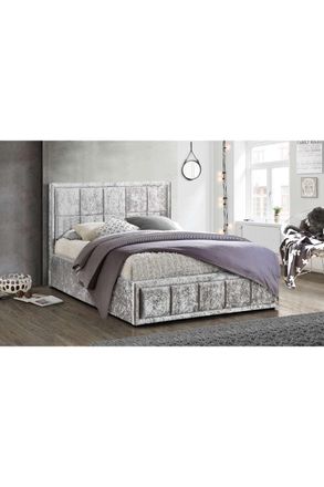Birlea Fabric Ottoman Bed Frame Storage Hannover Gas Lift in Metallic Silver | Size: Double