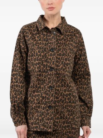 DL1961 Harloe leopard-print jacket - women - Cotton/Lycra - L - Brown