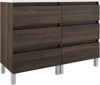Saniclass Chaci PLUS Badkamermeubelset - 120x86x46cm - topblad - 6 lades - noten (hout)