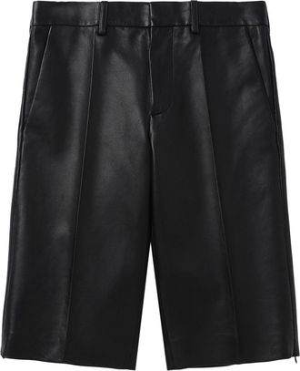 Helmut Lang leather knee-length shorts - women - Lamb Skin - 2 - Black