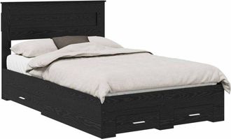 vidaXL Estructura De Cama Con Cabecera Roble Negro 135 X 190 Cm Vidaxl