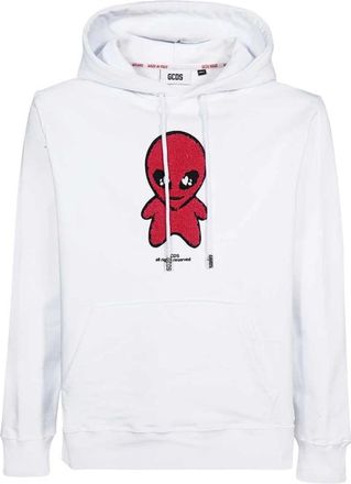 GCDS Katoenen Hoodie Front Patch 100% Katoen - Heren - Hoodies - Wit - 2XL - Katoen - Hoodies & sweatvesten