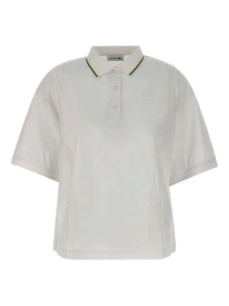Lacoste perforated short-sleeve polo shirt - White