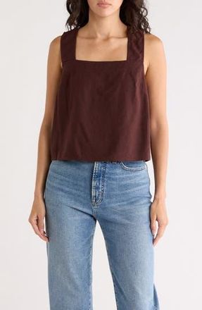 Madewell Irene Linen Blend Top in Chocolate Raisin at Nordstrom Rack, Size 14