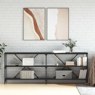 vidaXL Vidaxl - Mesa Consola Hierro Y Madera De Ingenier&iacute;a Negro 200x30x75 Cm