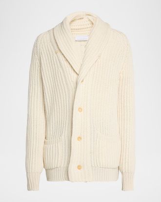 Anderson & Sheppard Mens Rib-Knit Cashmere Cardigan