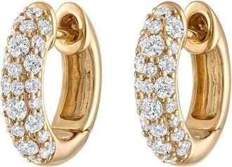 Eden Presley Glitter Diamond Huggie Hoop Earrings in Yellow Gold - Diamond at Nordstrom