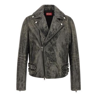 Diesel L-Eon-Cjcm Biker Jacket - Heren - Leren en Su&egrave;de Jassen - Grijs - L - Leer - Jassen