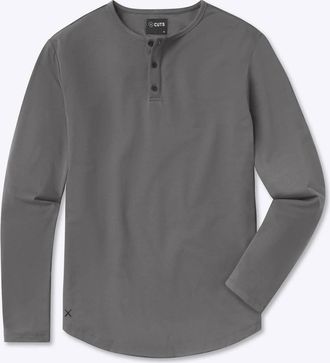 Cuts Mens Ao Henley Long Sleeve Tee In Steel