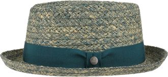 Lierys Burney Raffia Straw Pork Pie Hat Men Made in Italy Spring Summer Turquoise