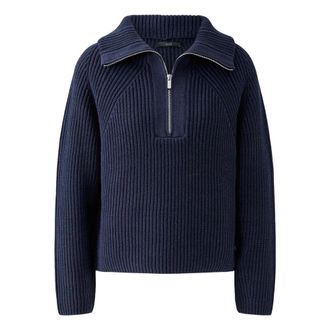 Oui Ribbed Turtleneck - Dames - Coltruien - Blauw - XS - Katoen - Truien & Vesten