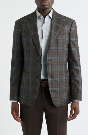Nordstrom Brown Midas Plaid Wool Sport Coat in Brown- Grey Midas Plaid at Nordstrom Rack, Size 36 Regular