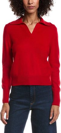 Forté Cashmere Wool & Cashmere-Blend Crystal Polo Sweater