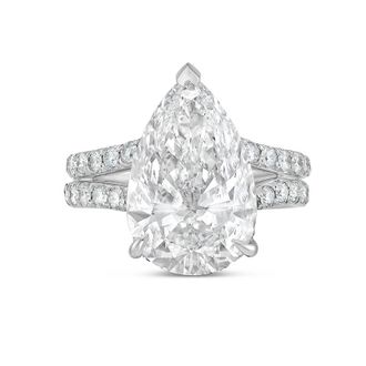 Diana M. Jewels Platinum 12ct lab grown pear diamond Micropav&eacute; Split Shank Ring