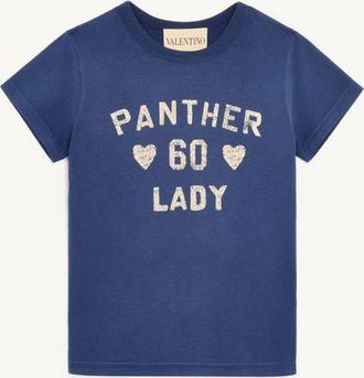Valentino T-Shirt In Cotone Stampato Donna BLU/BETULLA XS