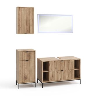 Vicco Conjunto De Muebles De Ba&ntilde;o Eliza, Roble Vikingo, 4 Partes, Vicco