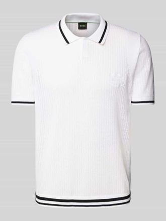 HUGO BOSS Poloshirt mit gerippten Abschl&uuml;ssen in Weiss, Gr&ouml;&szlig;e XXL